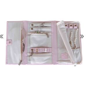 CASE ELEGANCE PINK VEGAN LEATHER TRAVEL JEWELRY CASE